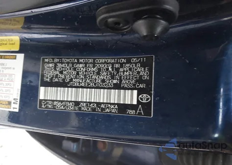 2011 Toyota Corolla Le from USA, damaged, VIN JTDBU4EE2BJ103233